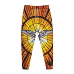 Holy Spirit Dove Stained Glass Print Jogger Pants