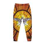 Holy Spirit Dove Stained Glass Print Jogger Pants