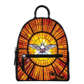 Holy Spirit Dove Stained Glass Print Leather Backpack