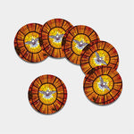 Holy Spirit Dove Stained Glass Print Leather Coaster Set