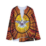 Holy Spirit Dove Stained Glass Print Long Sleeve Short Coat