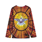 Holy Spirit Dove Stained Glass Print Long Sleeve Short Coat
