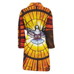 Holy Spirit Dove Stained Glass Print Men's Bathrobe