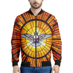 Holy Spirit Dove Stained Glass Print Men's Bomber Jacket