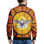 Holy Spirit Dove Stained Glass Print Men's Bomber Jacket