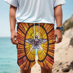 Holy Spirit Dove Stained Glass Print Men's Cargo Shorts