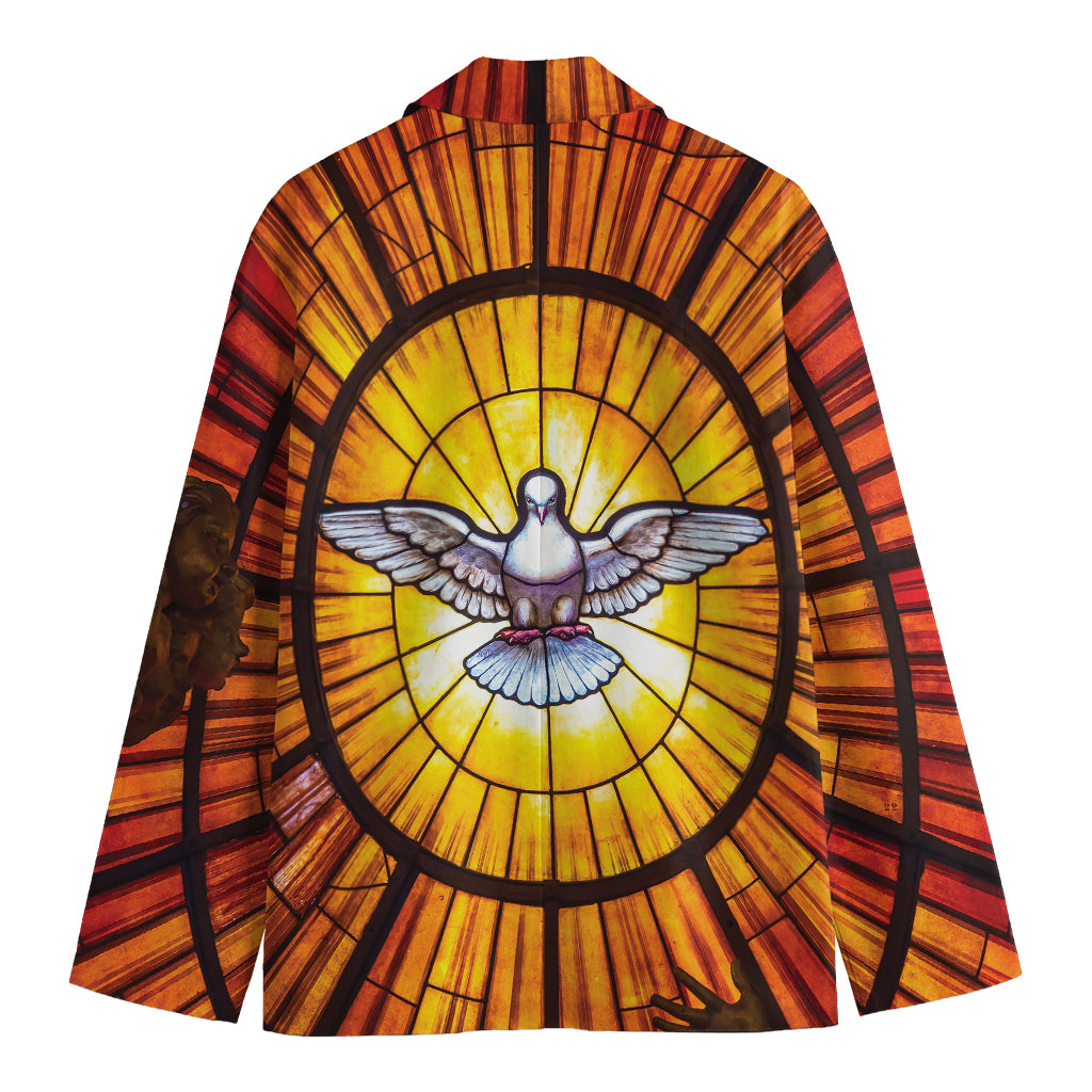 Holy Spirit Dove Stained Glass Print Men's Cotton Blazer