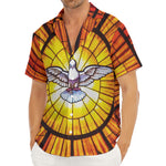 Holy Spirit Dove Stained Glass Print Men's Deep V-Neck Shirt