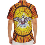 Holy Spirit Dove Stained Glass Print Men's Deep V-Neck Shirt