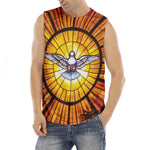 Holy Spirit Dove Stained Glass Print Men's Fitness Tank Top