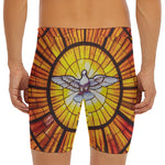 Holy Spirit Dove Stained Glass Print Men's Long Boxer Briefs