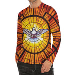 Holy Spirit Dove Stained Glass Print Men's Long Sleeve Rash Guard