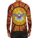 Holy Spirit Dove Stained Glass Print Men's Long Sleeve Rash Guard