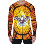 Holy Spirit Dove Stained Glass Print Men's Long Sleeve T-Shirt