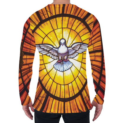 Holy Spirit Dove Stained Glass Print Men's Long Sleeve T-Shirt