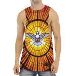 Holy Spirit Dove Stained Glass Print Men's Muscle Tank Top