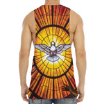 Holy Spirit Dove Stained Glass Print Men's Muscle Tank Top
