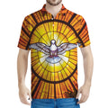 Holy Spirit Dove Stained Glass Print Men's Polo Shirt