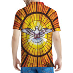 Holy Spirit Dove Stained Glass Print Men's Polo Shirt