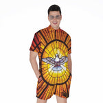 Holy Spirit Dove Stained Glass Print Men's Rompers