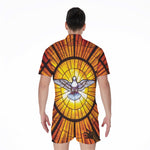 Holy Spirit Dove Stained Glass Print Men's Rompers