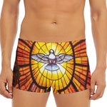 Holy Spirit Dove Stained Glass Print Men's Short Boxer Briefs