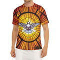 Holy Spirit Dove Stained Glass Print Men's Short Sleeve Rash Guard