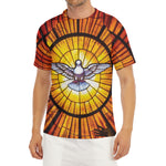 Holy Spirit Dove Stained Glass Print Men's Short Sleeve Rash Guard