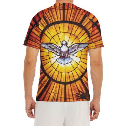 Holy Spirit Dove Stained Glass Print Men's Short Sleeve Rash Guard