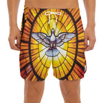 Holy Spirit Dove Stained Glass Print Men's Split Running Shorts