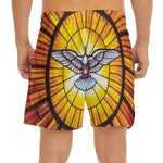 Holy Spirit Dove Stained Glass Print Men's Split Running Shorts