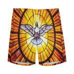 Holy Spirit Dove Stained Glass Print Men's Sports Shorts