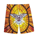 Holy Spirit Dove Stained Glass Print Men's Sports Shorts