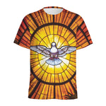 Holy Spirit Dove Stained Glass Print Men's Sports T-Shirt