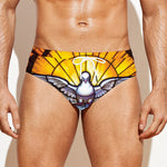 Holy Spirit Dove Stained Glass Print Men's Swim Briefs