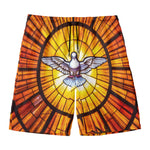 Holy Spirit Dove Stained Glass Print Men's Swim Trunks
