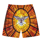 Holy Spirit Dove Stained Glass Print Men's Swim Trunks