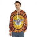 Holy Spirit Dove Stained Glass Print Men's Velvet Pullover Hoodie