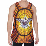 Holy Spirit Dove Stained Glass Print Men's Velvet Tank Top
