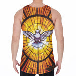 Holy Spirit Dove Stained Glass Print Men's Velvet Tank Top