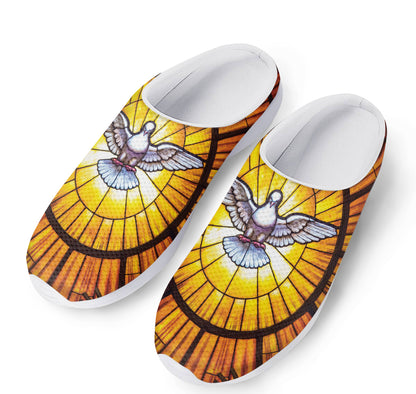 Holy Spirit Dove Stained Glass Print Mesh Casual Shoes