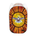 Holy Spirit Dove Stained Glass Print Mesh Laundry Hamper