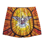 Holy Spirit Dove Stained Glass Print Mesh Shorts