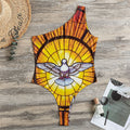 Holy Spirit Dove Stained Glass Print One Shoulder Bodysuit