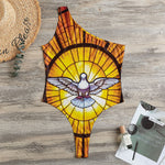 Holy Spirit Dove Stained Glass Print One Shoulder Bodysuit