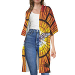 Holy Spirit Dove Stained Glass Print Open Front Beach Cover Up