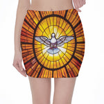 Holy Spirit Dove Stained Glass Print Pencil Mini Skirt