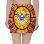 Holy Spirit Dove Stained Glass Print Pencil Mini Skirt