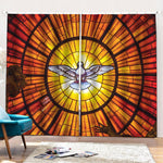 Holy Spirit Dove Stained Glass Print Pencil Pleat Curtains