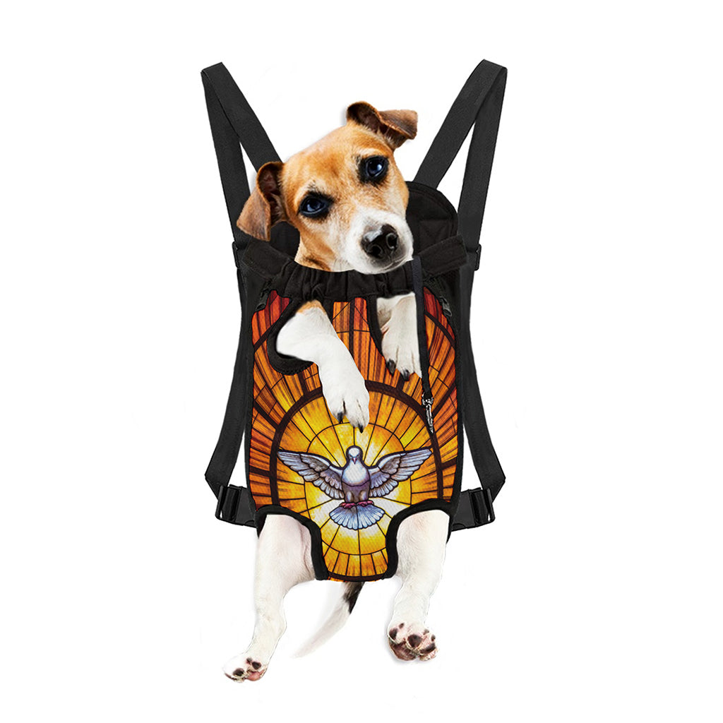 Holy Spirit Dove Stained Glass Print Pet Carrier Backpack